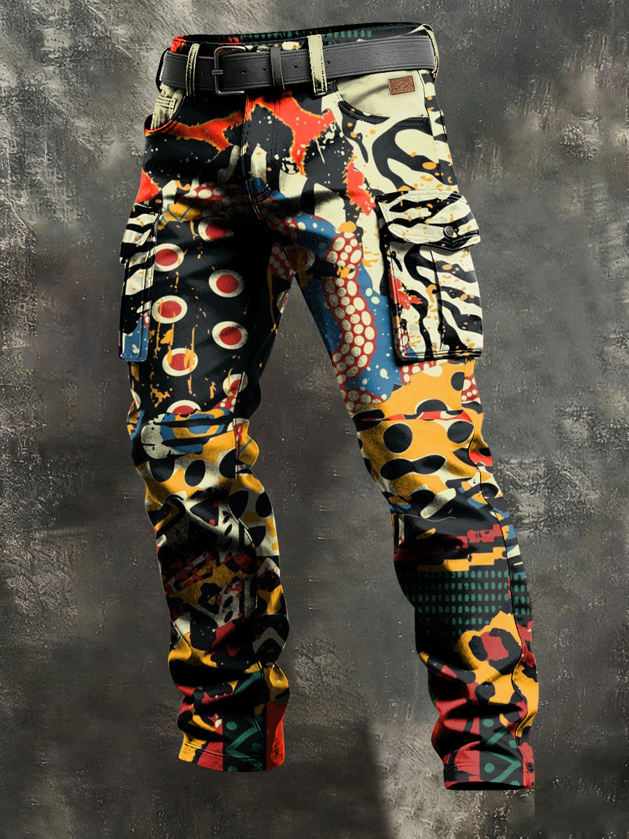 Men's Retro Vacation Business Bohemia Art Print Casual Workwear Trousers