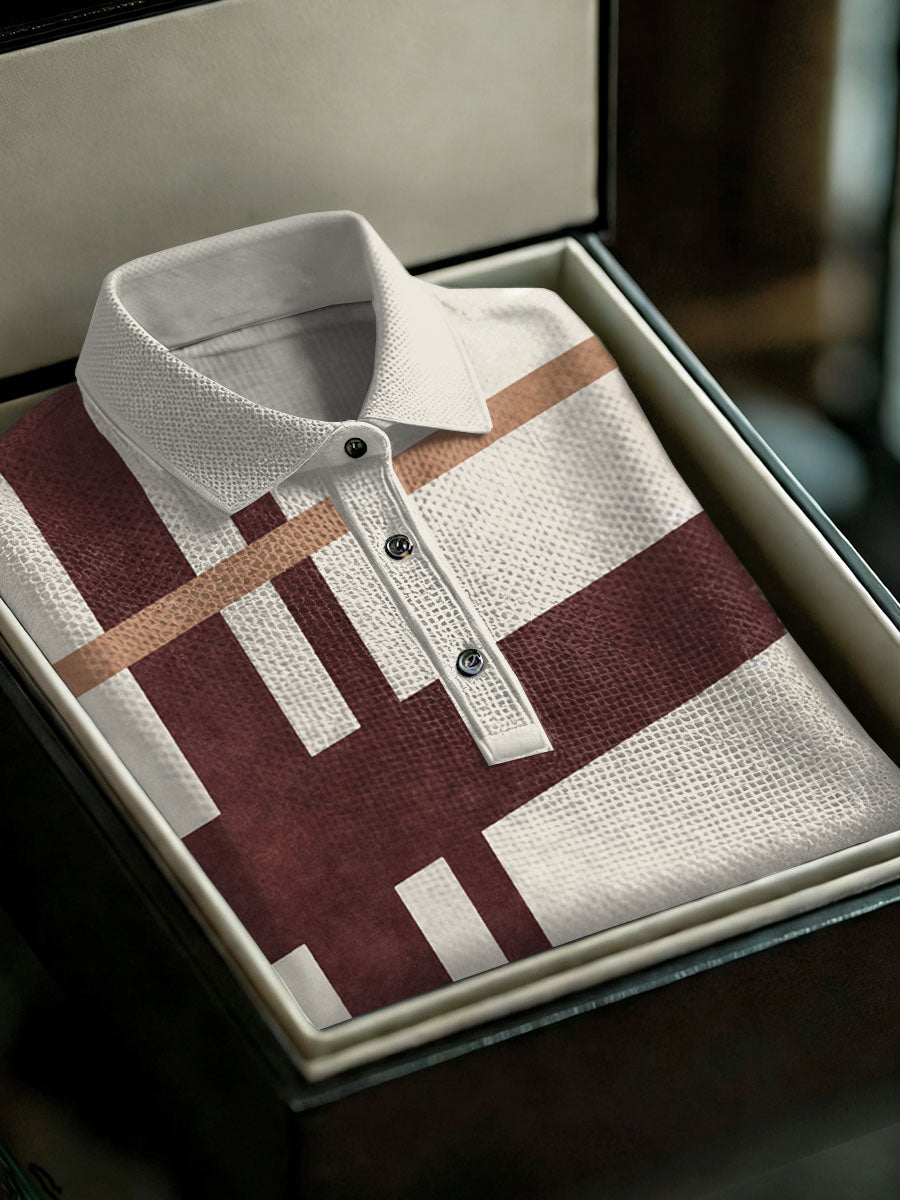 Men's Vintage Business Style Printed Casual Polo Shirt