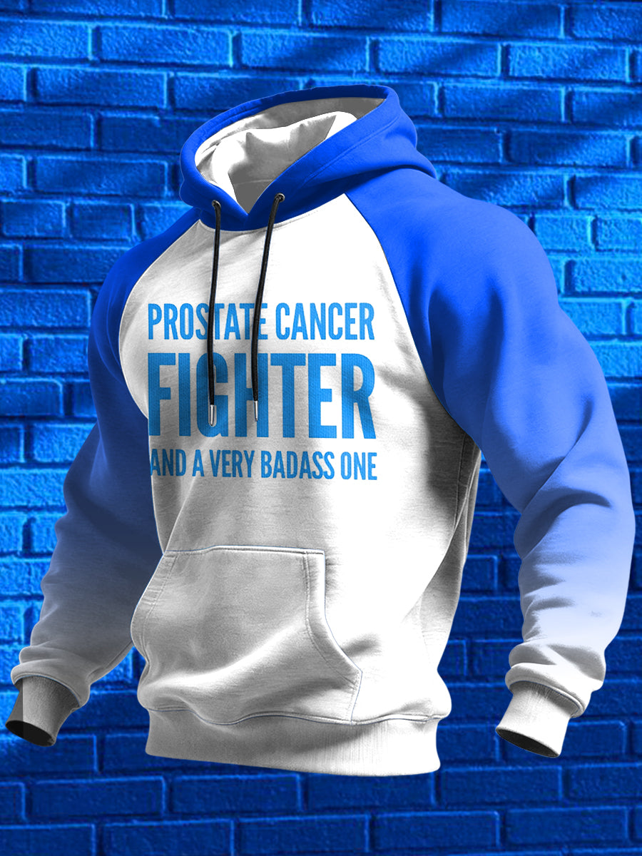 Men's Prostate Cancer Printed Shoulder Hooded Long Sleeved Sweatshirt