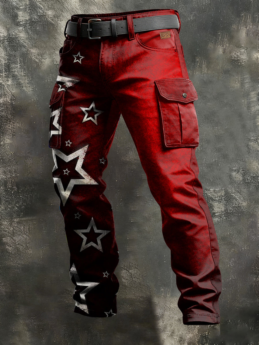 Men's Retro Vacation Business Art Print Casual Workwear Trousers