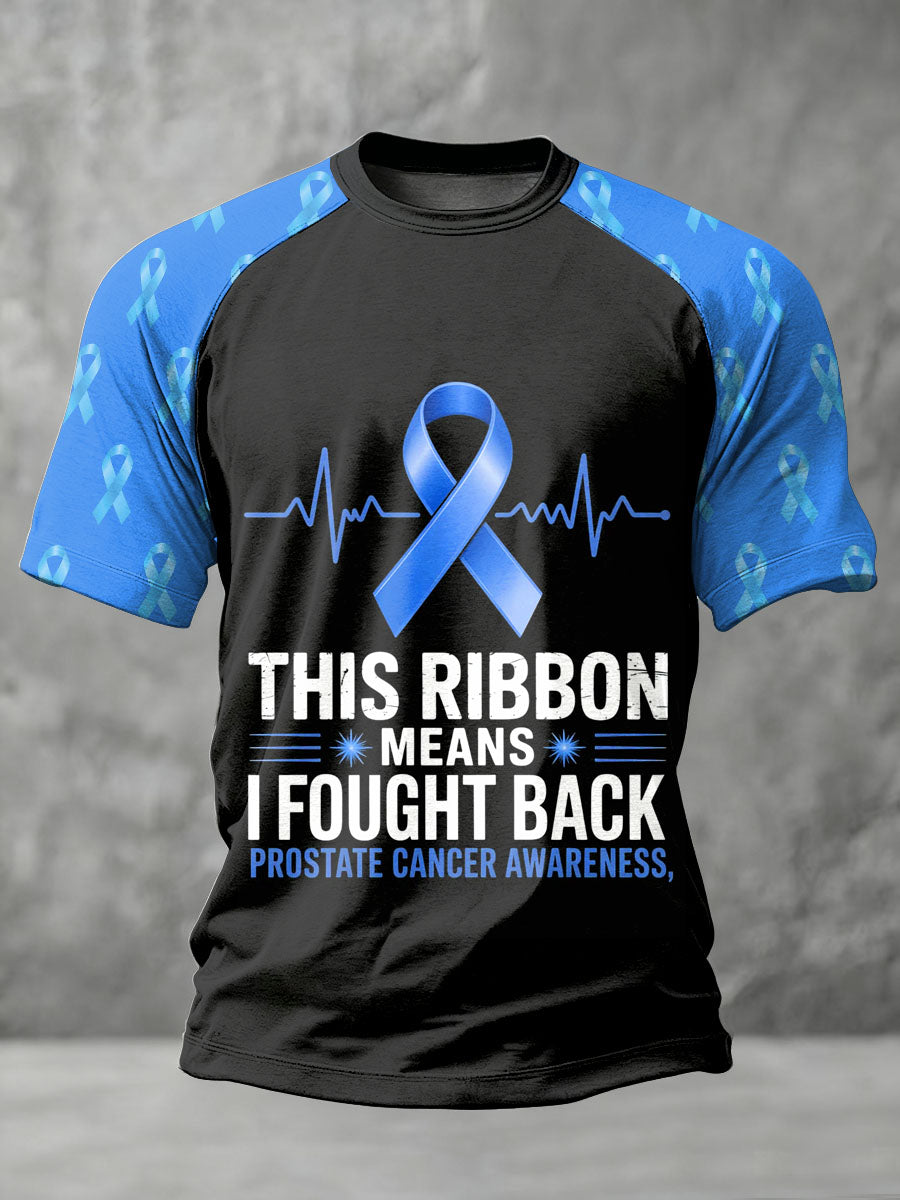 Men's Retro Prostate Cancer Awareness Print Casual T-shirt