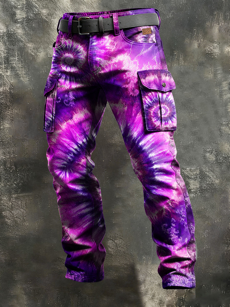 Men's Retro Vacation Business Art Print Casual Workwear Trousers