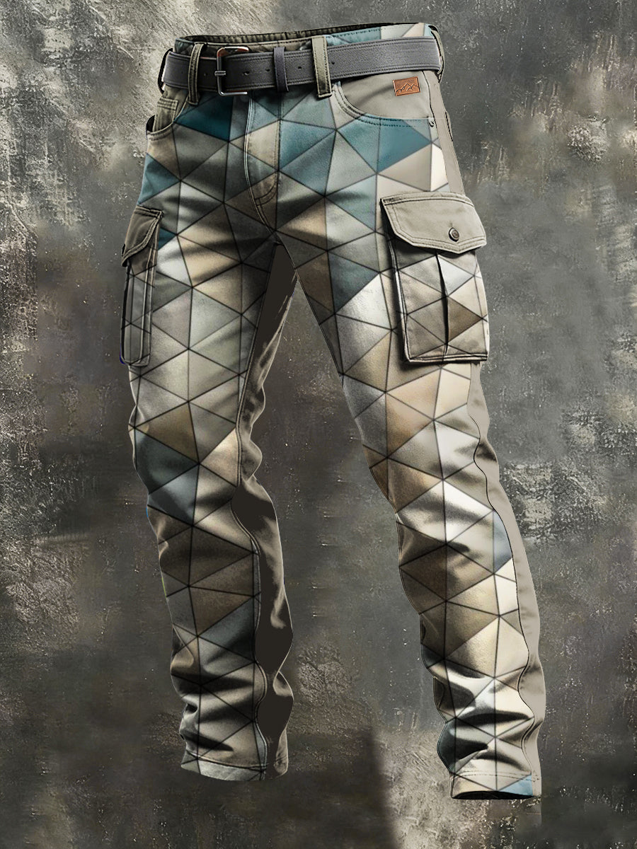 Men's Retro Vacation Business Art Print Casual Workwear Trousers