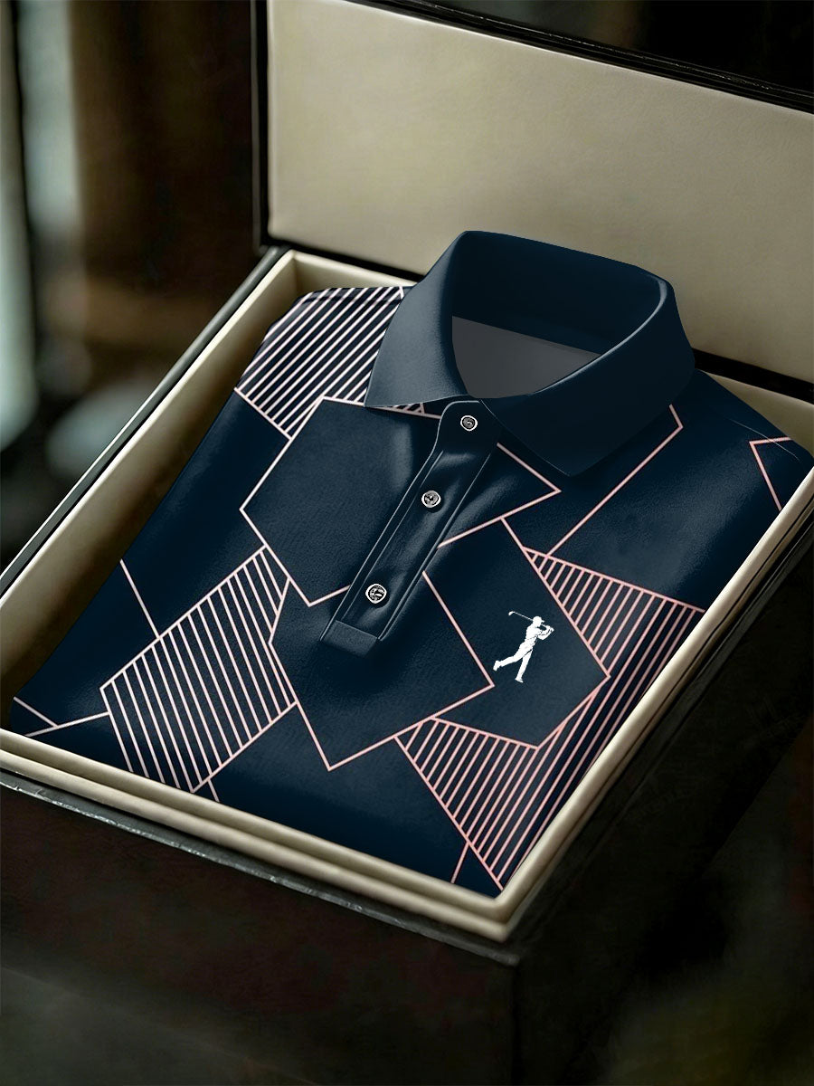 Men's Vintage Business Style Printed Casual Polo Shirt