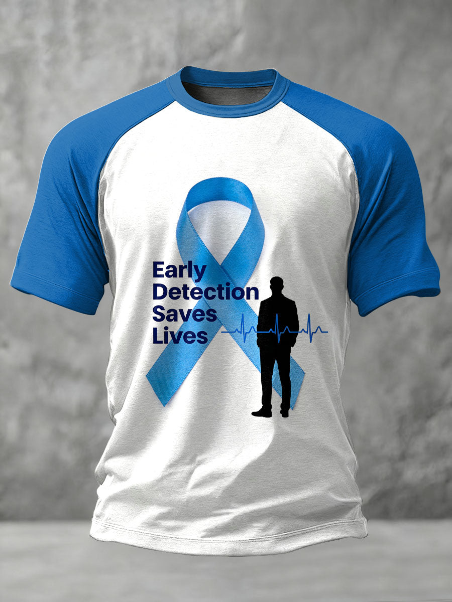 Retro Prostate Cancer Awareness Print Casual T-shirt