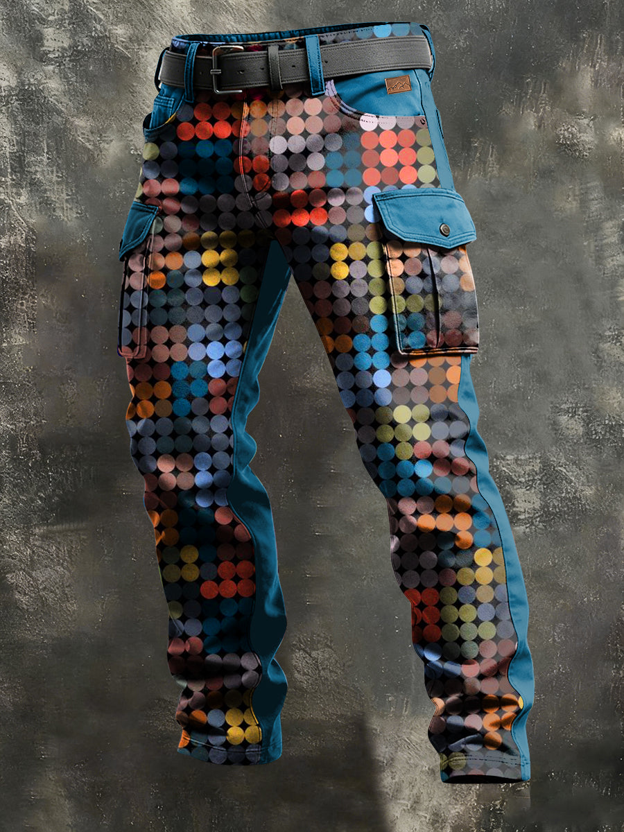 Men's Retro Vacation Business Art Print Casual Workwear Trousers