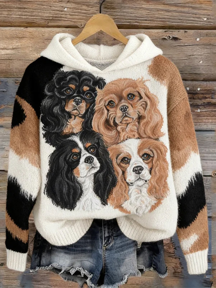 Women's Cavalier King Charles Spaniel Dogs Cozy Hooded Sweater