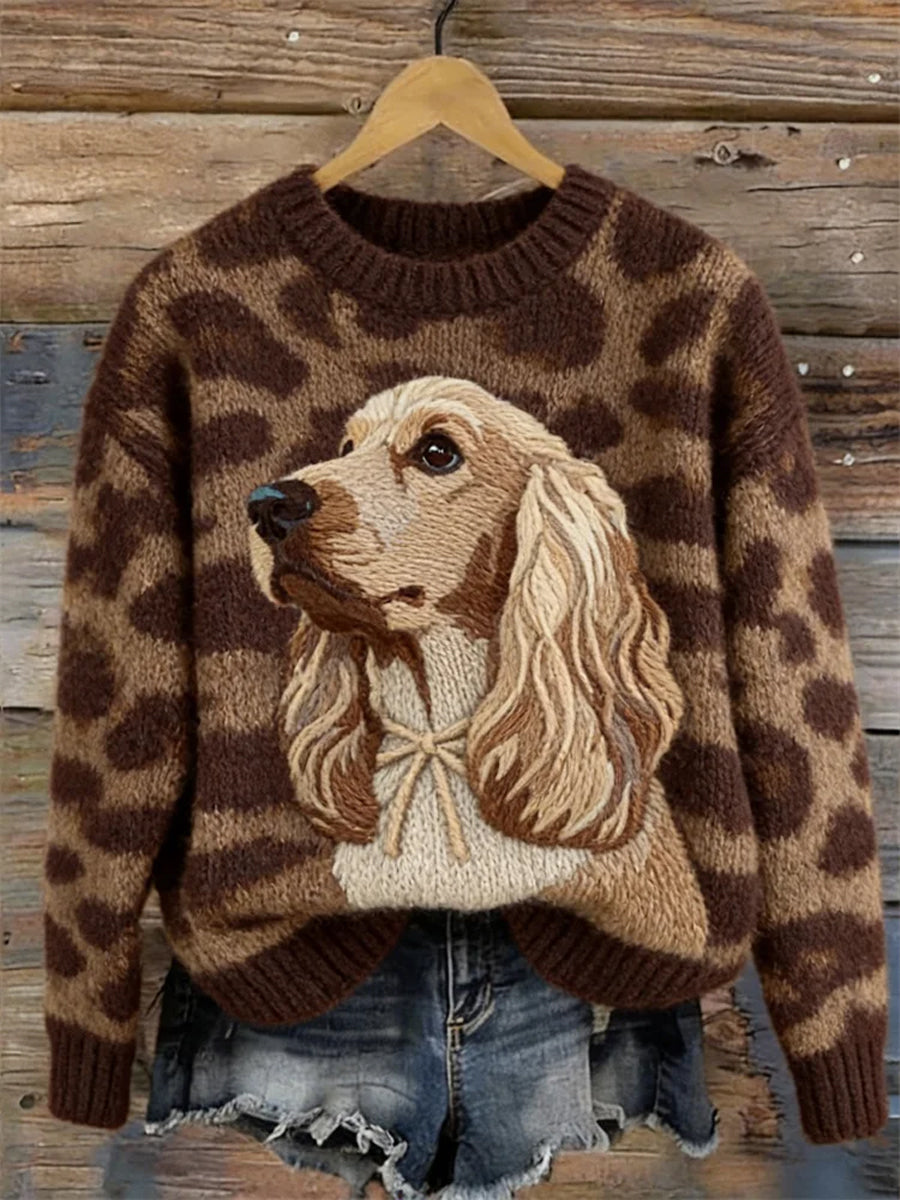 Women's Cocker Spaniel Dog Vintage Cozy Sweater