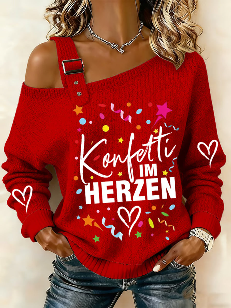 Women's Cologne Carnival Print Casual Long Sleeve Top