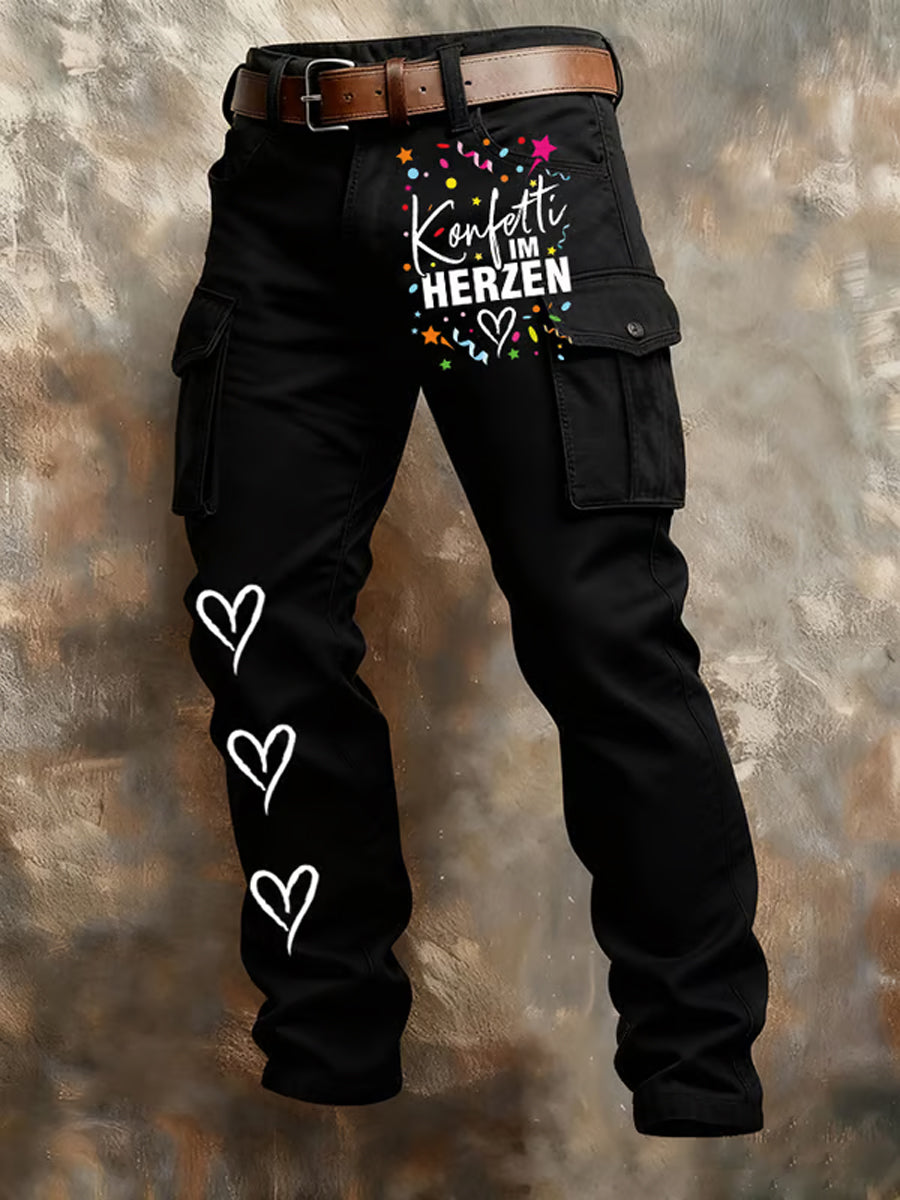 Men's Cologne Carnival Konfetti im Herzen Print Casual Pants