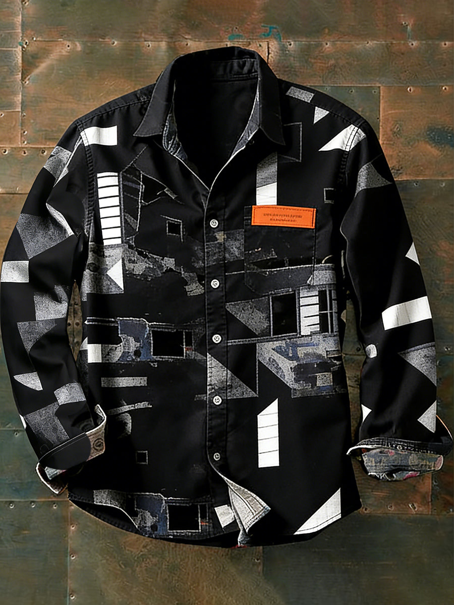 Men's Business Vacation Style Printed Casual Long-Sleeved Shirt