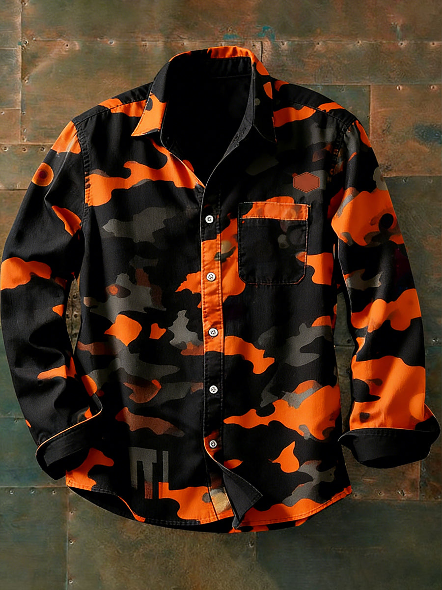 Men's Business Vacation Style Printed Casual Long-Sleeved Shirt