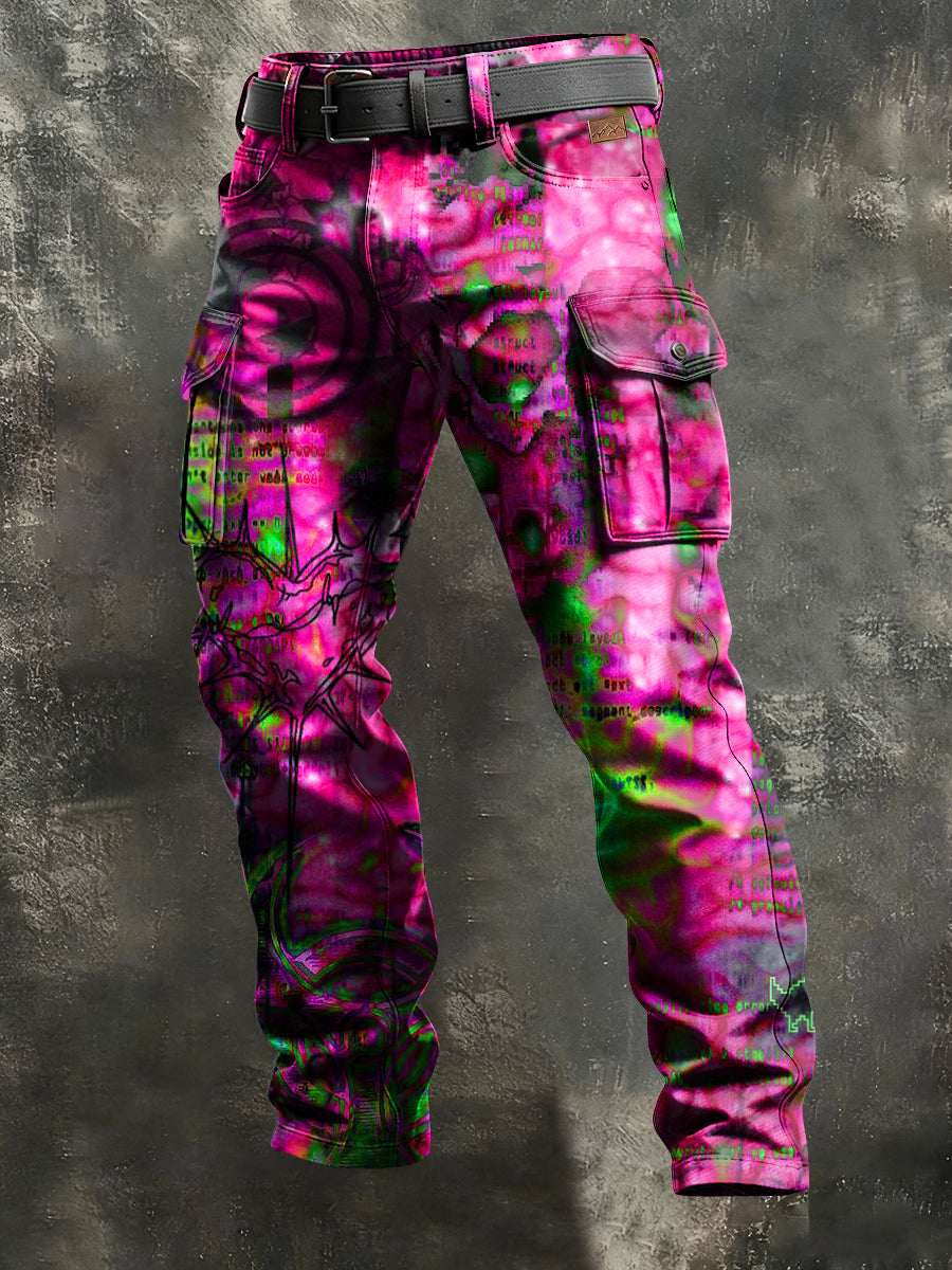 Men's Retro Vacation Business Psychedelic Art Print Casual Workwear Trousers
