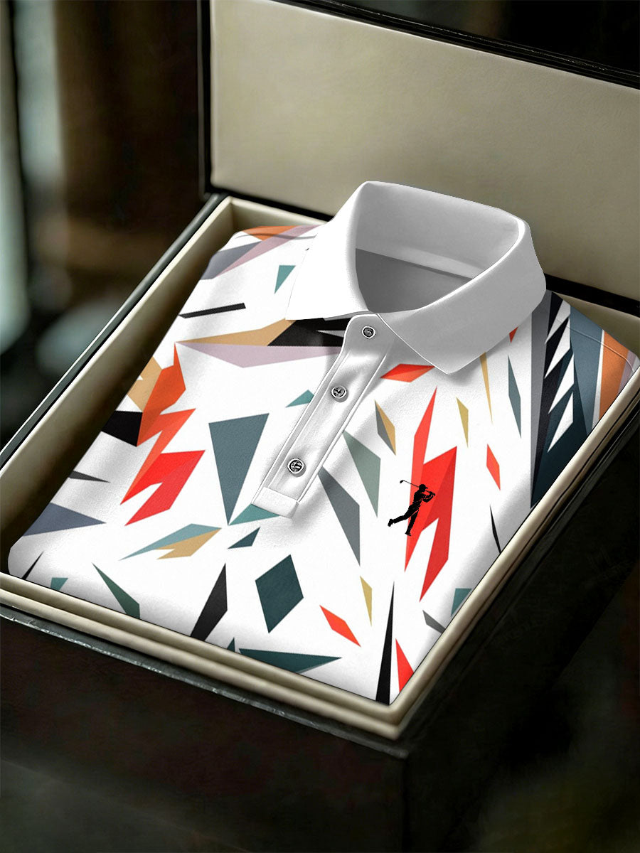 Men's Vintage Business Style Printed Casual Polo Shirt