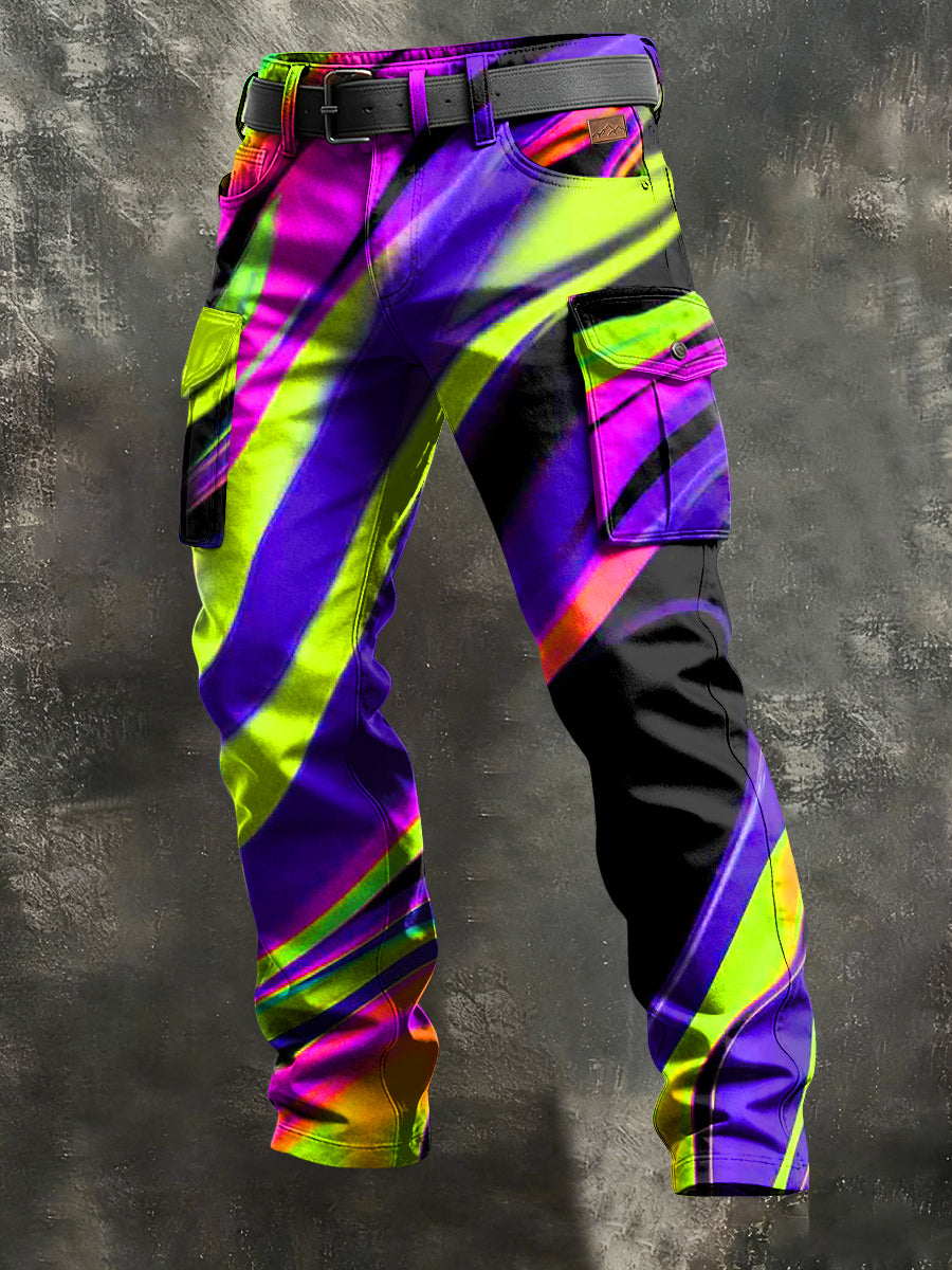 Men's Retro Vacation Business Psychedelic Art Print Casual Workwear Trousers
