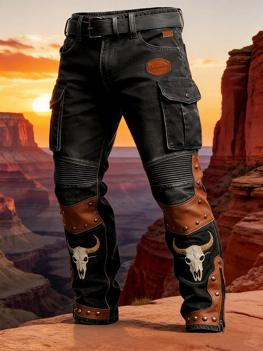 Men's Retro Vacation Business West Art Print Casual Workwear Trousers