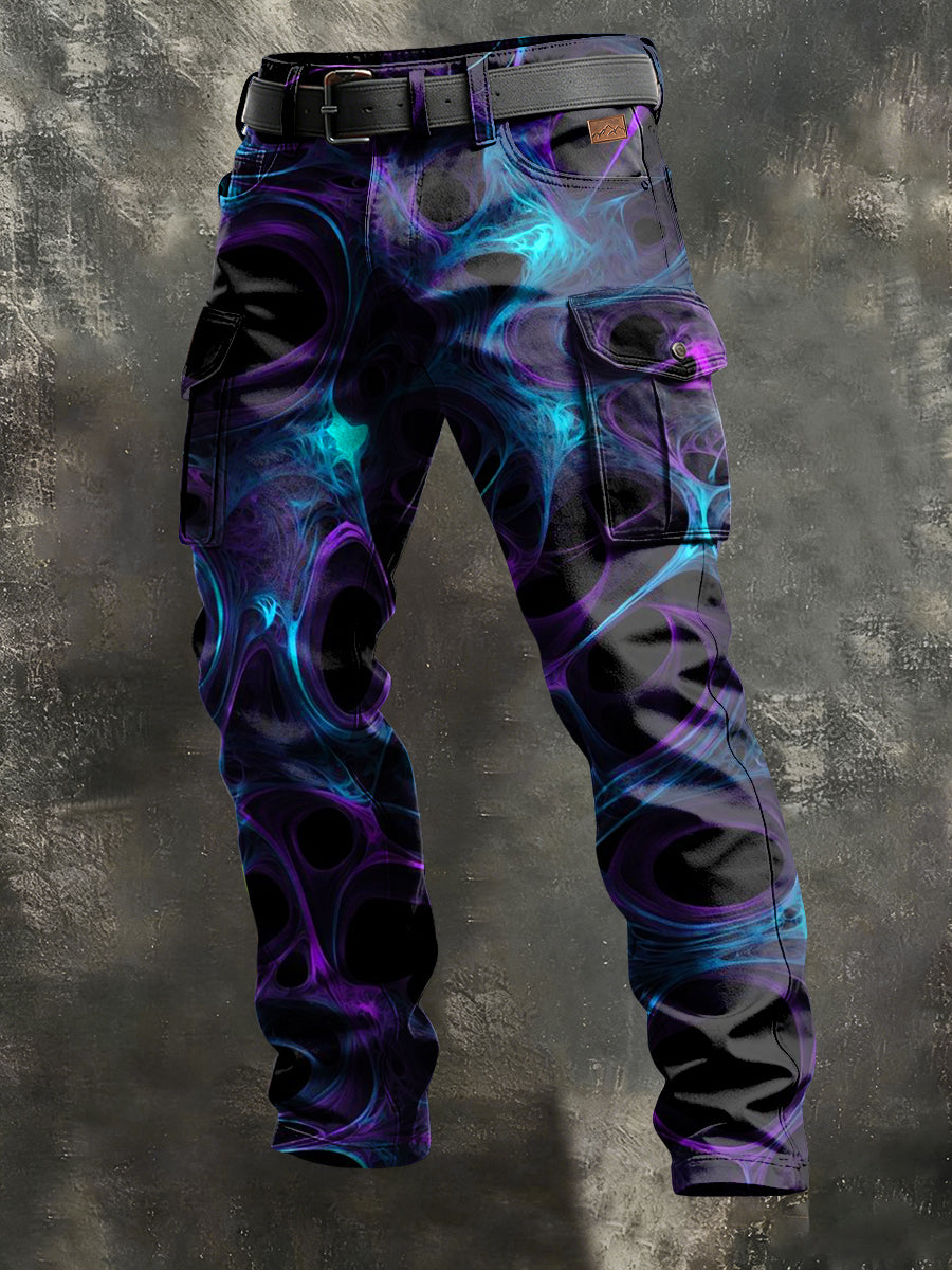 Men's Retro Vacation Business Psychedelic Art Print Casual Workwear Trousers