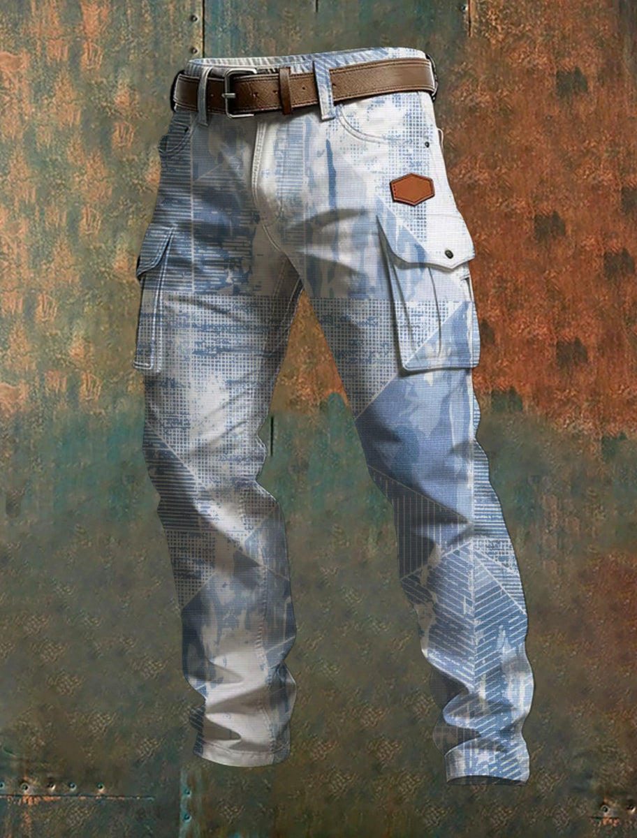 Men's Business-Style Printed Casual Trousers