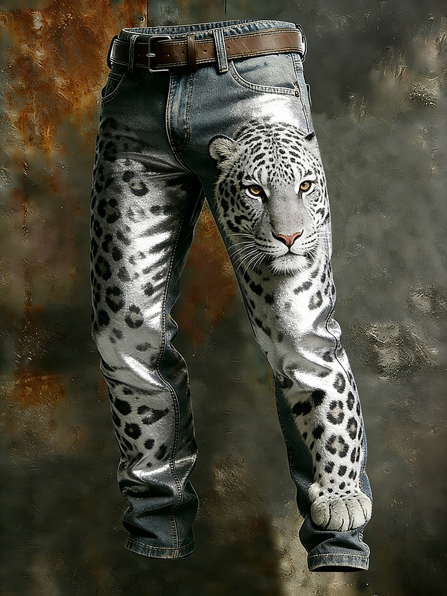 Men's Vintage Animal Print Art Business Casual Work Pants