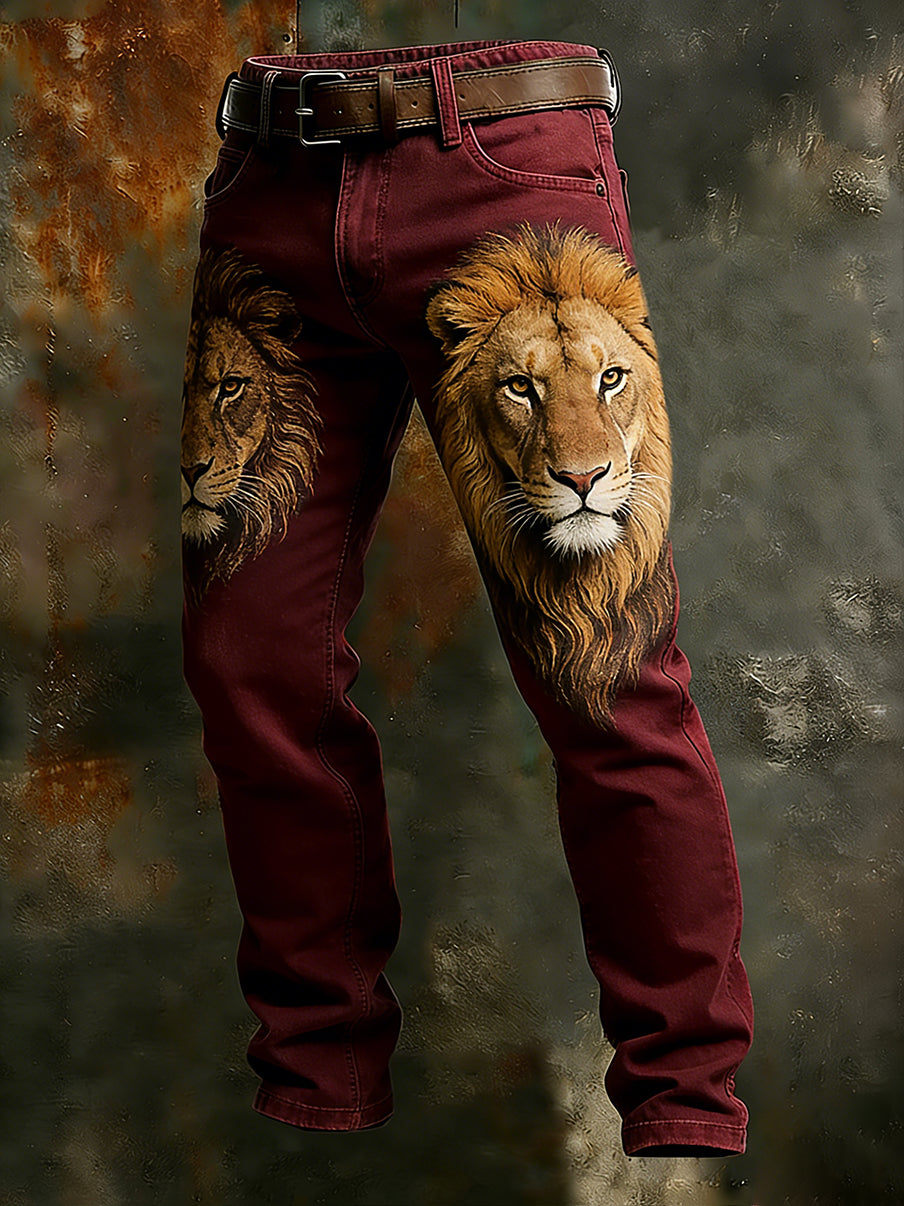 Men's Vintage Animal Print Art Business Casual Work Pants