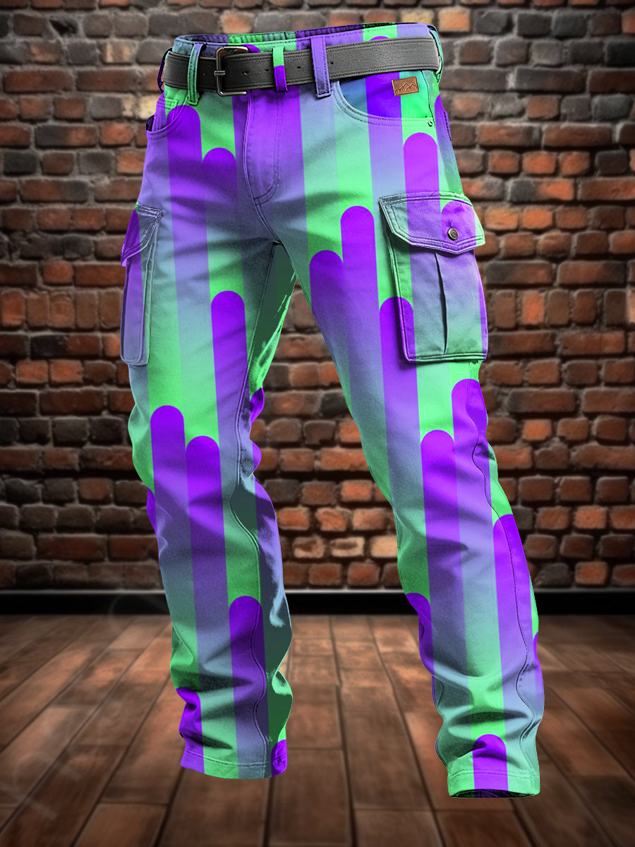 Men's Retro Vacation Business Art Print Casual Workwear Trousers