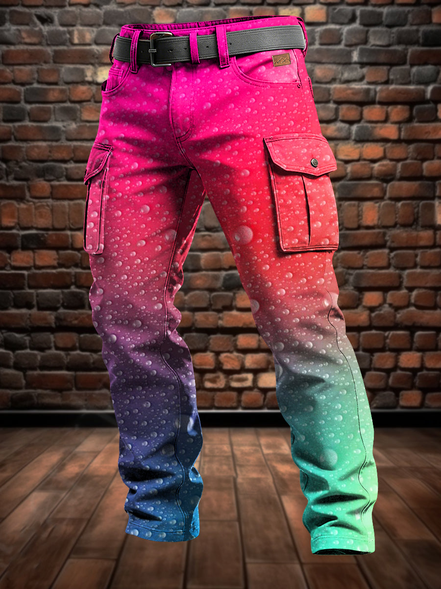 Men's Retro Vacation Business Art Print Casual Workwear Trousers