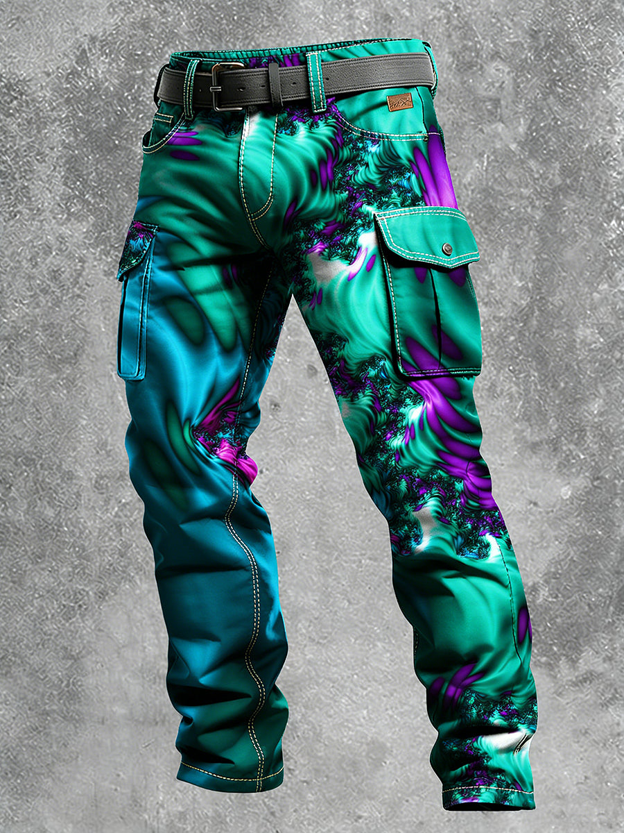 Men's Retro Vacation Business Psychedelic Art Print Casual Workwear Trousers