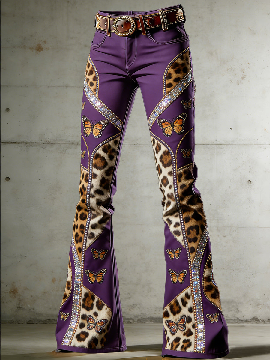 Women's Art Leopard Print Flared Trousers