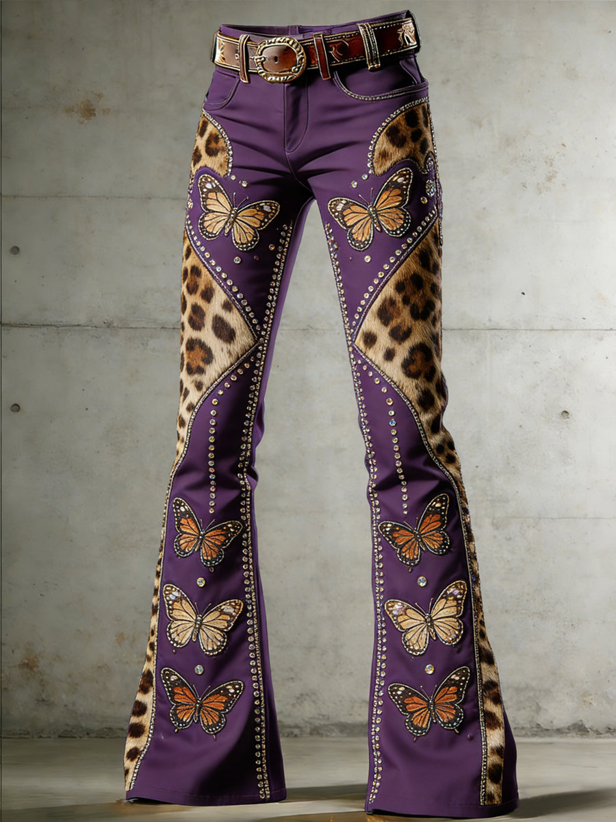 Women's Art Leopard Print Flared Trousers
