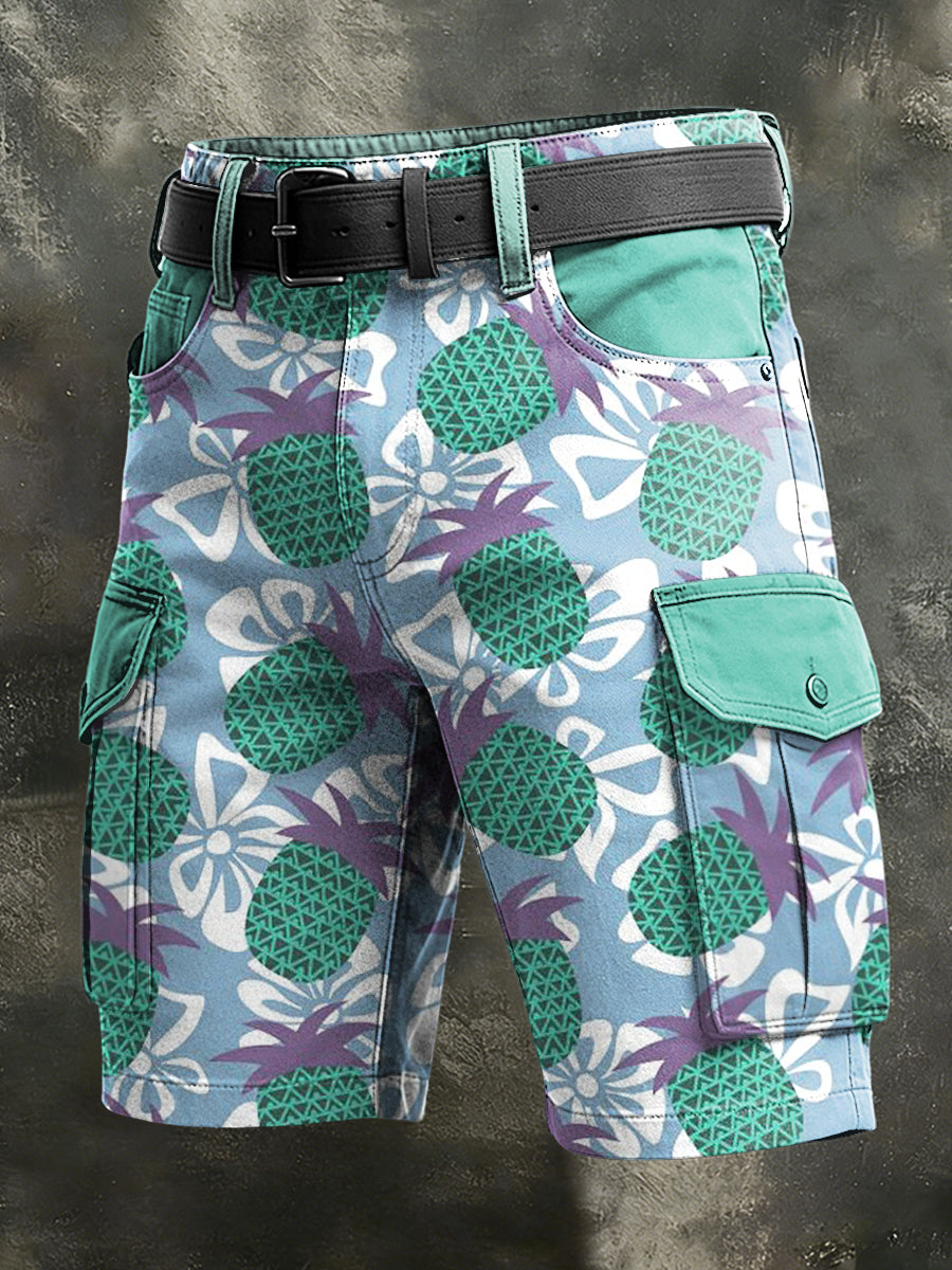 Men's Retro Vacation Business Art Print Casual Shorts