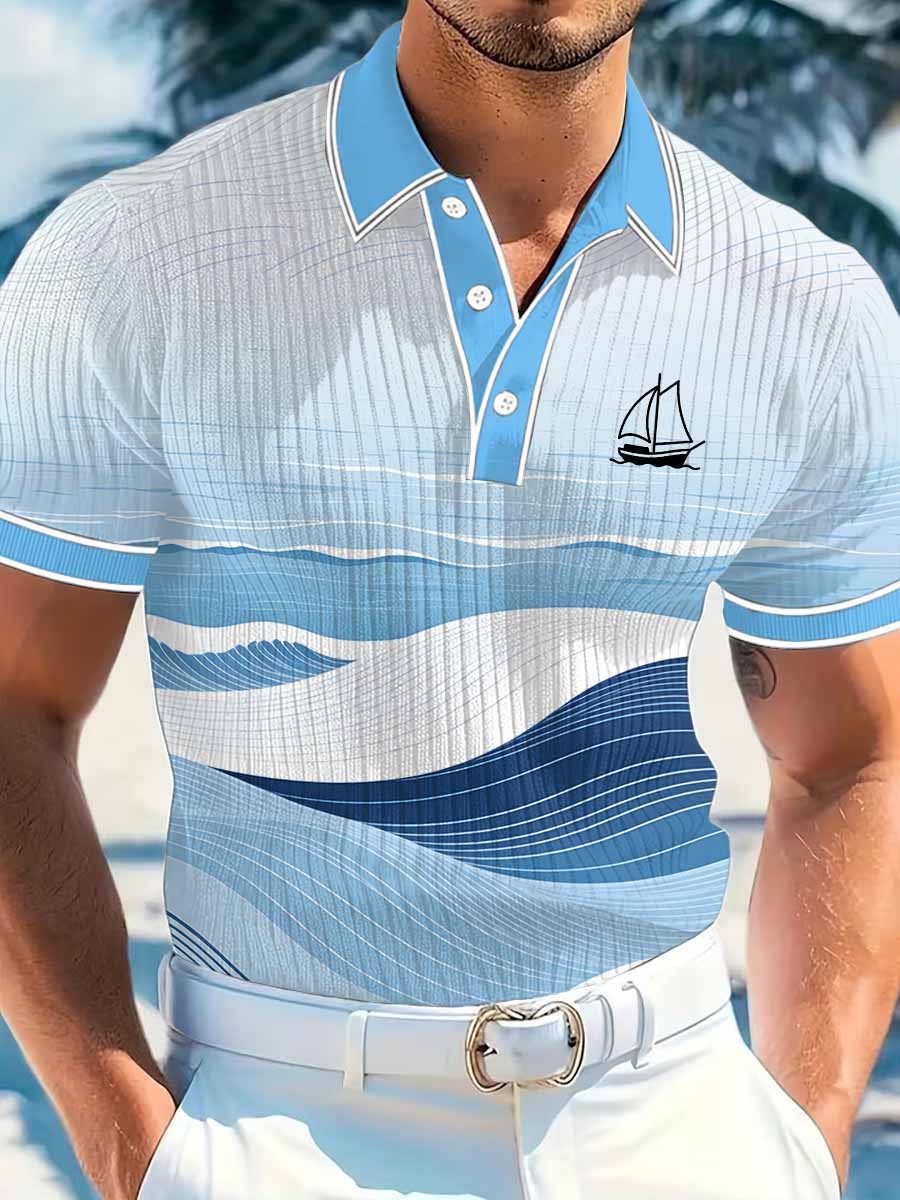 Men's Vintage Business Style Printed Casual Polo Shirt