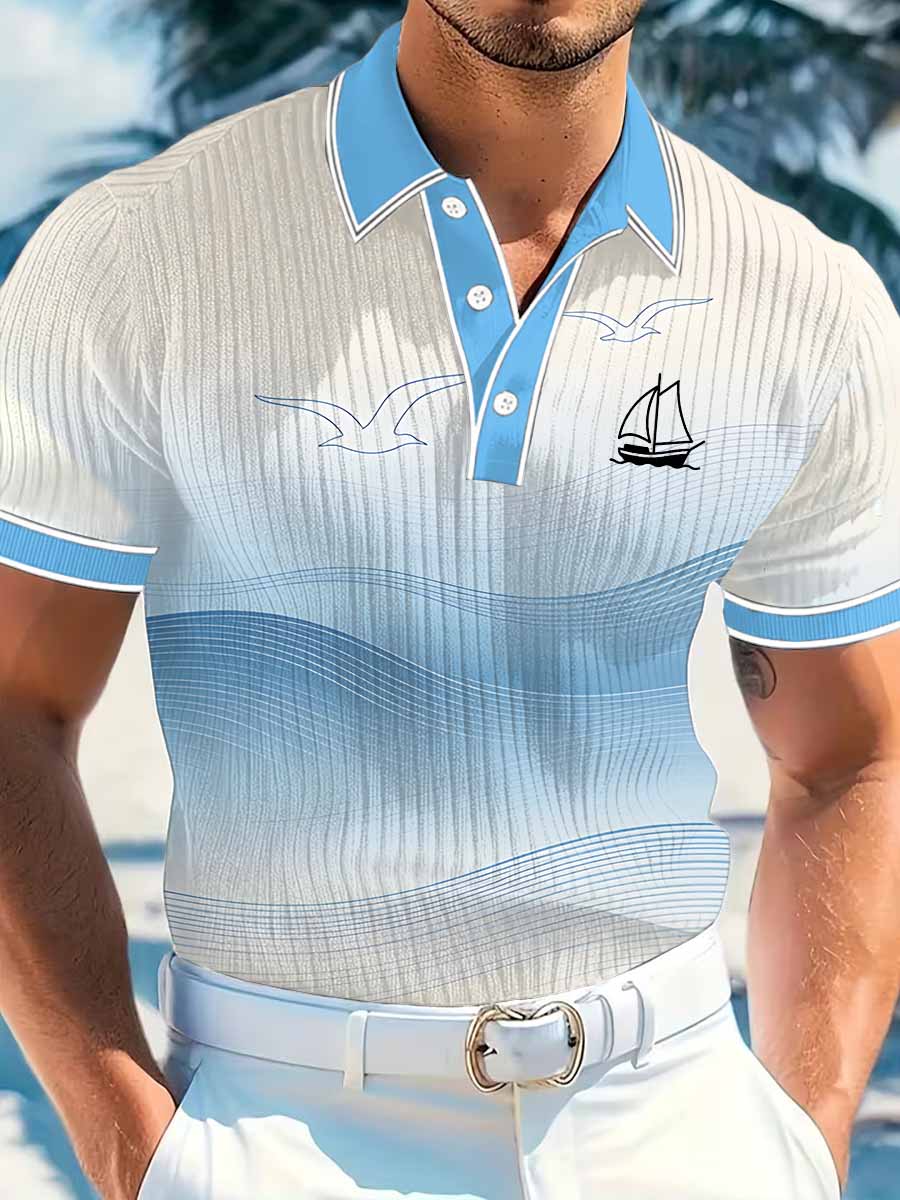 Men's Vintage Business Style Printed Casual Polo Shirt