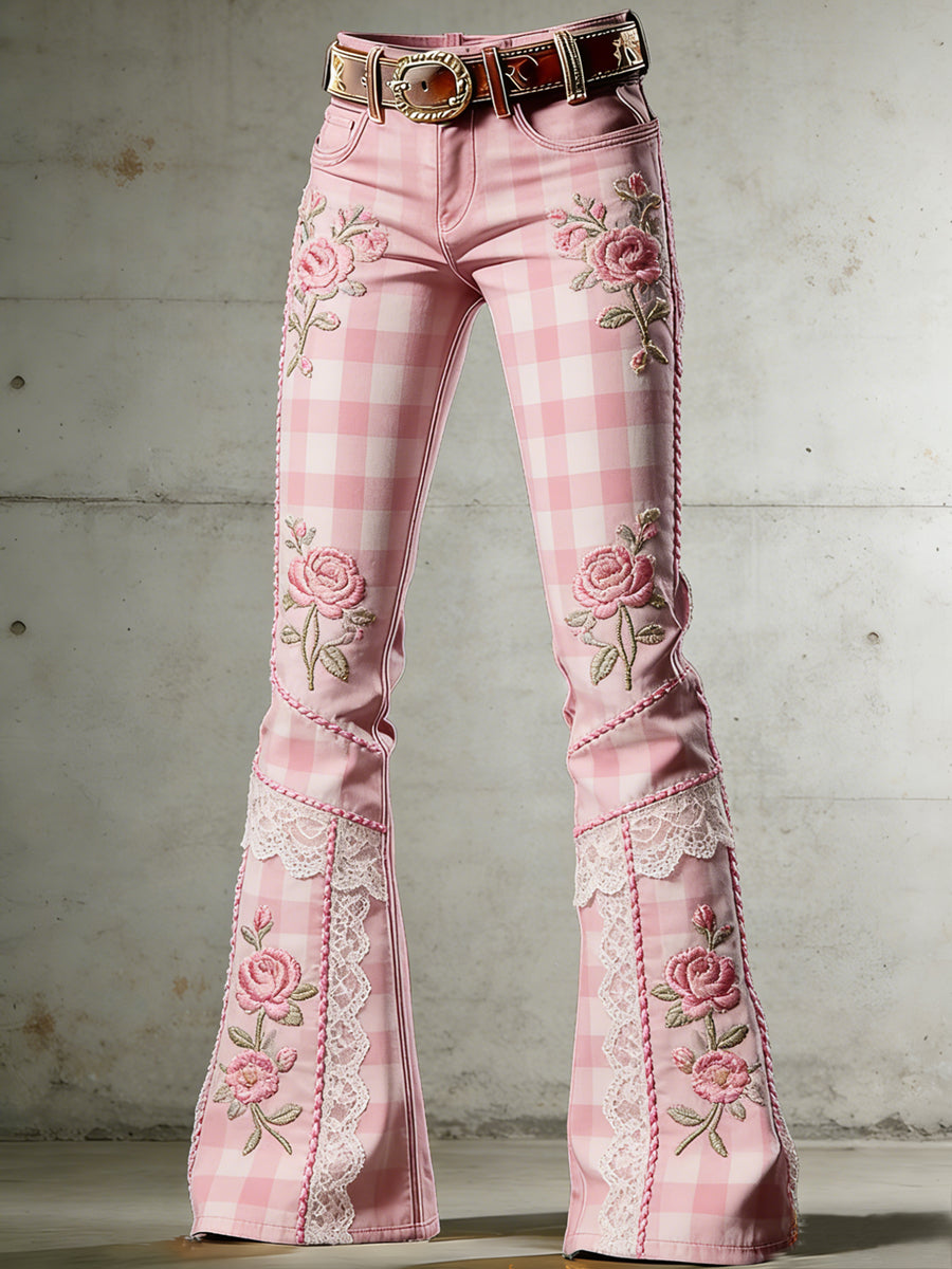 Women's Art Print Flared Trousers
