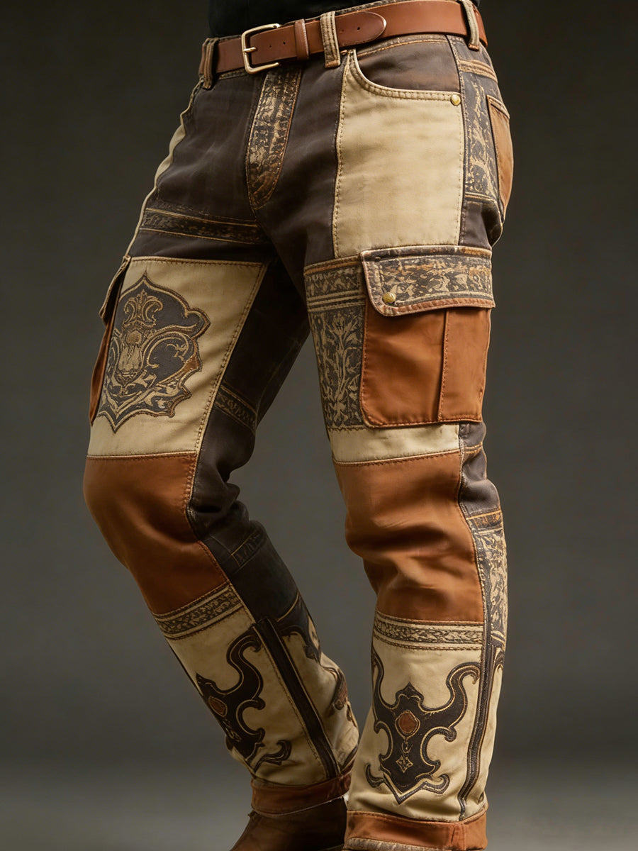 Men's Retro Vacation Business Western Art Print Casual Workwear Trousers