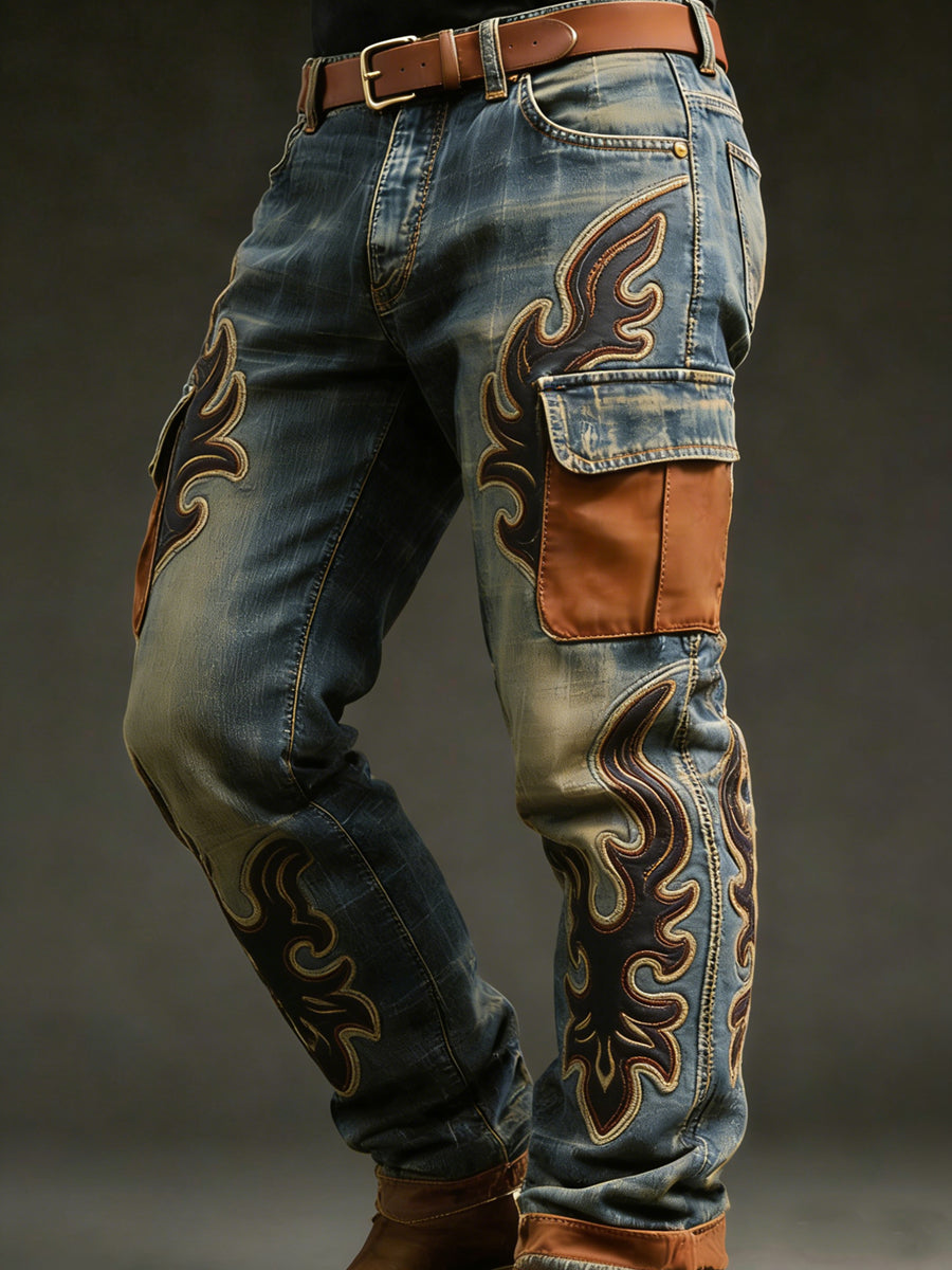 Men's Retro Vacation Business Western Art Print Casual Workwear Trousers
