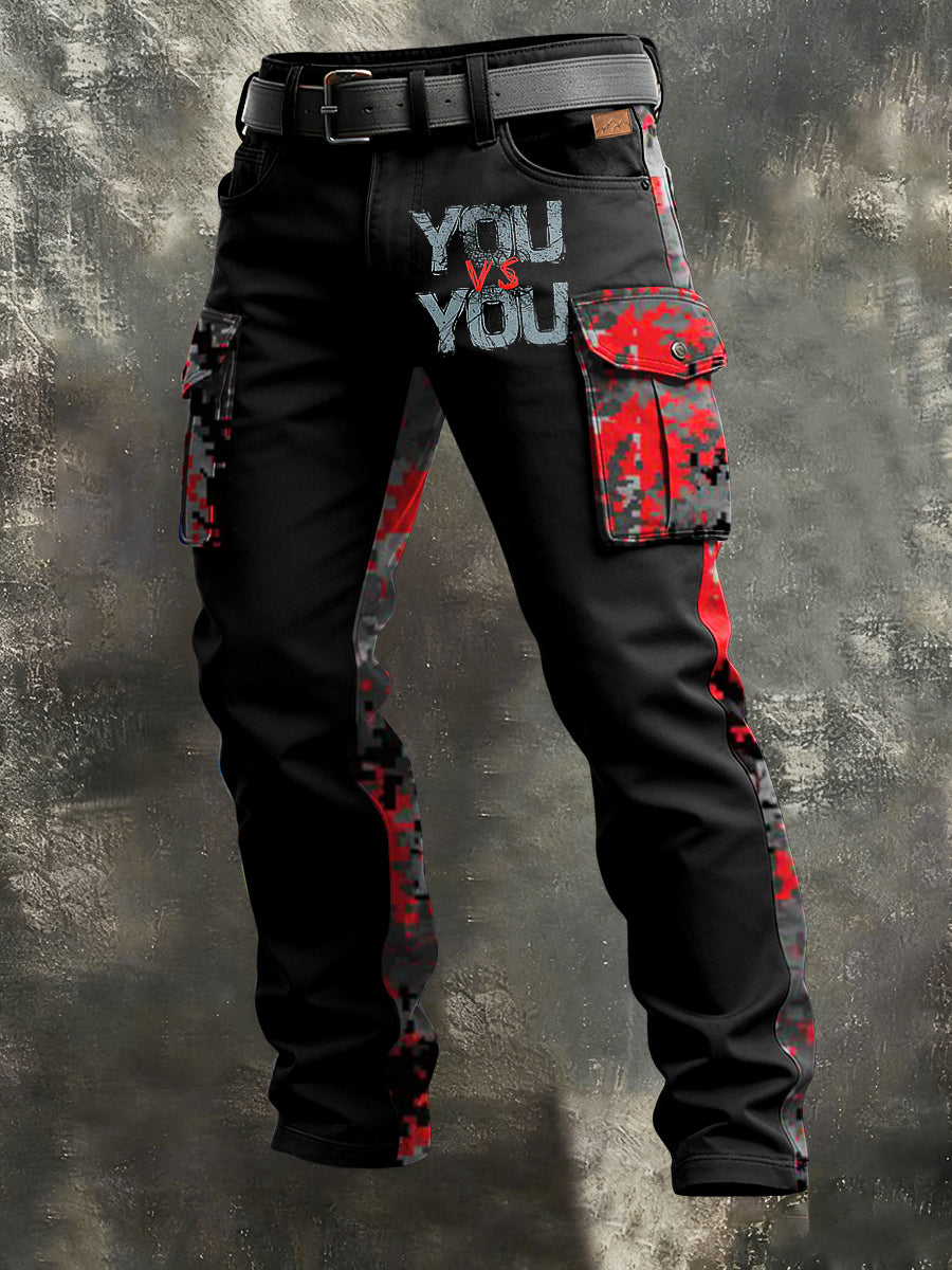 Men's Retro Vacation Business Art Print Casual Workwear Trousers
