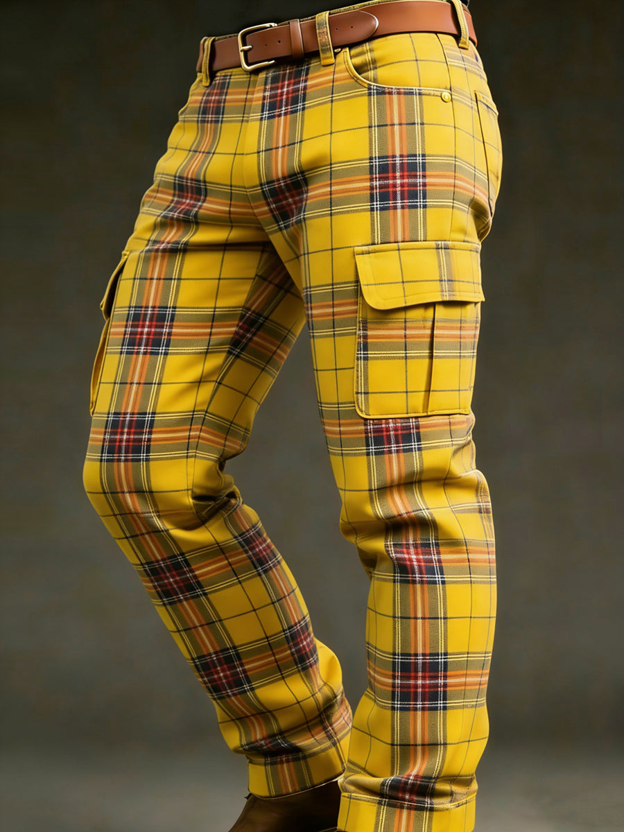 Men's Retro Vacation Business Art Print Casual Workwear Trousers