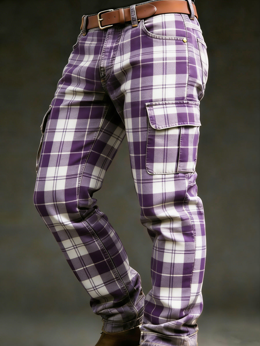 Men's Retro Vacation Business Art Print Casual Workwear Trousers