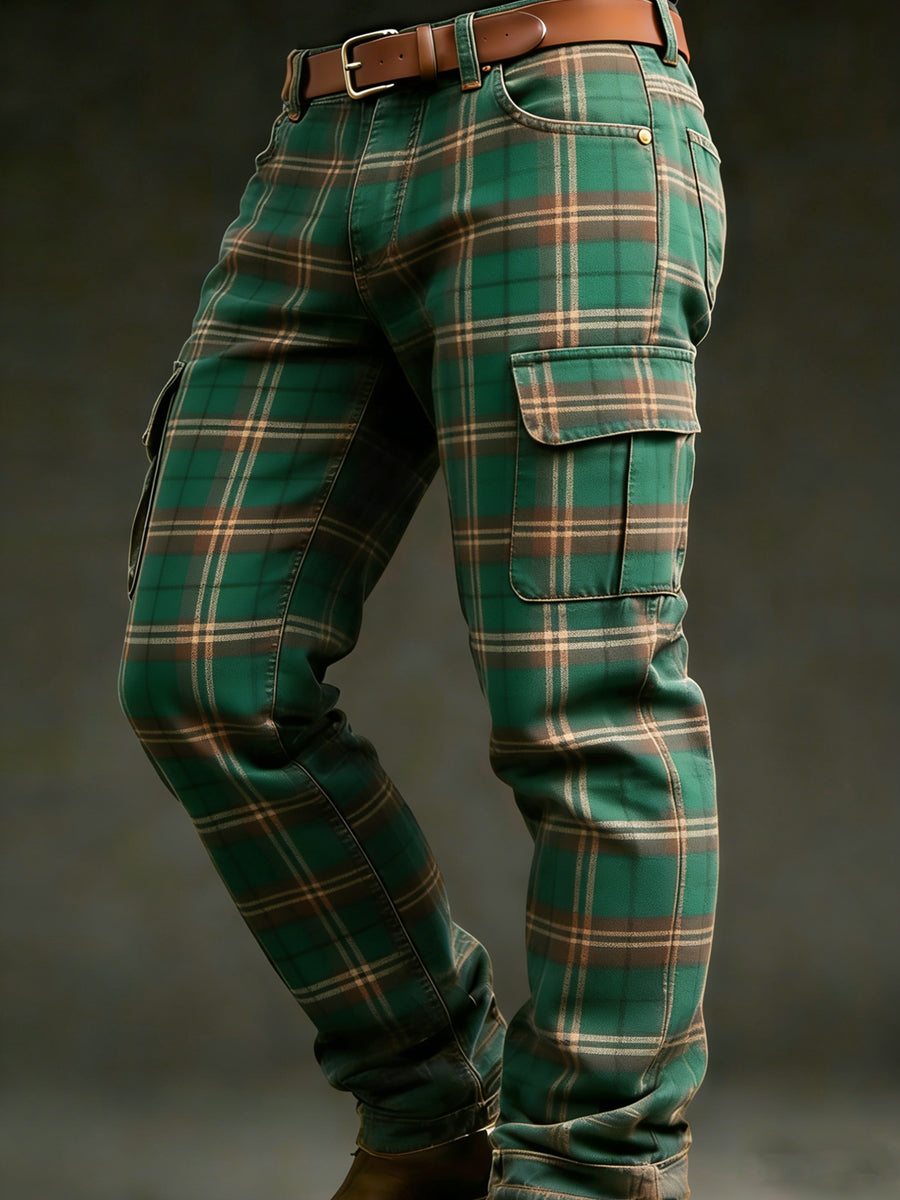Men's Retro Vacation Business Art Print Casual Workwear Trousers