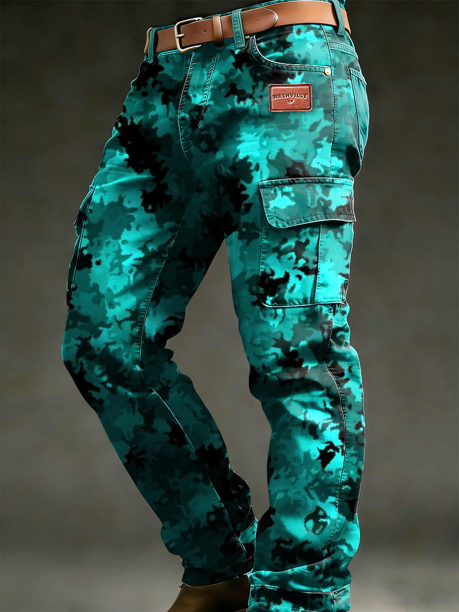 Men's Retro Vacation Business Camouflage Art Print Casual Workwear Trousers