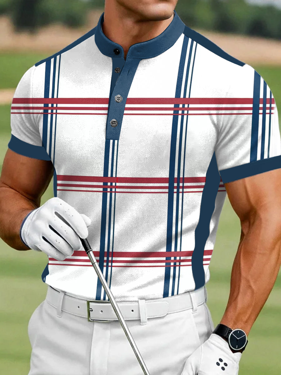 Men's Vintage Business Style Printed Casual Polo Shirt