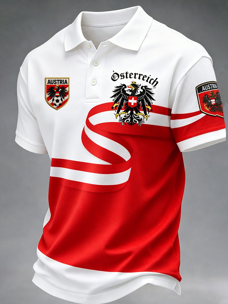 Retro Austrian Art Print Casual Polo Shirt