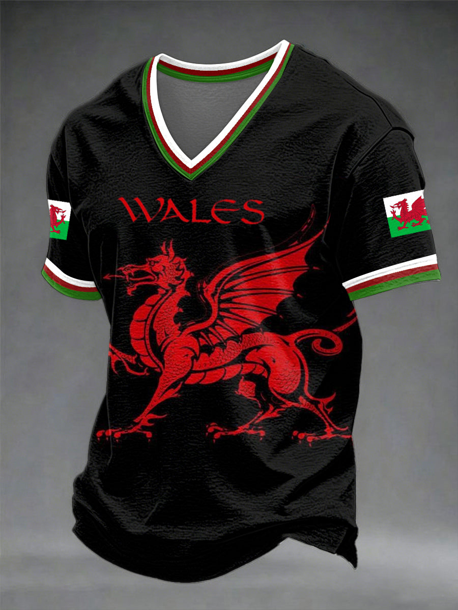 Men's Welsh Dragon V-neck T-shirt