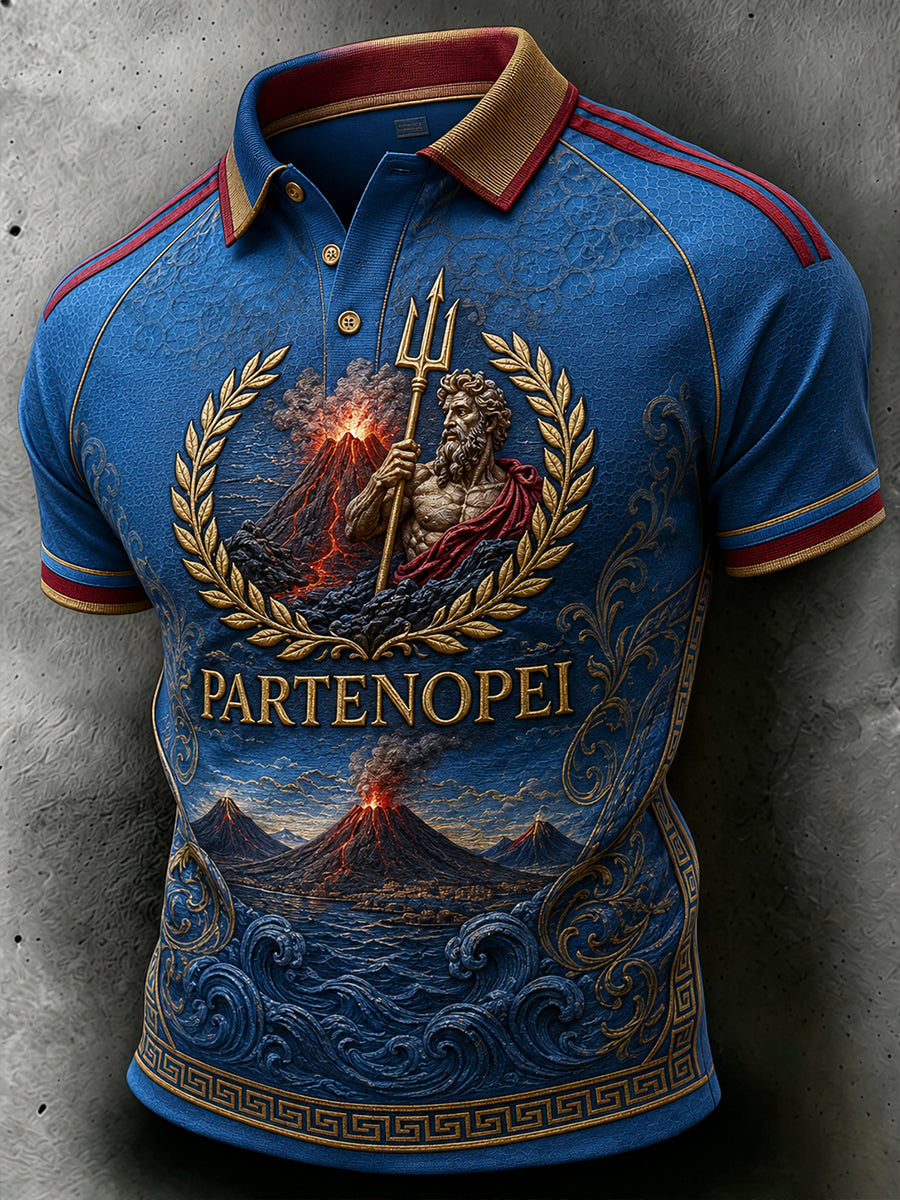Men's Italian Football Napoli Print Polo Shirt