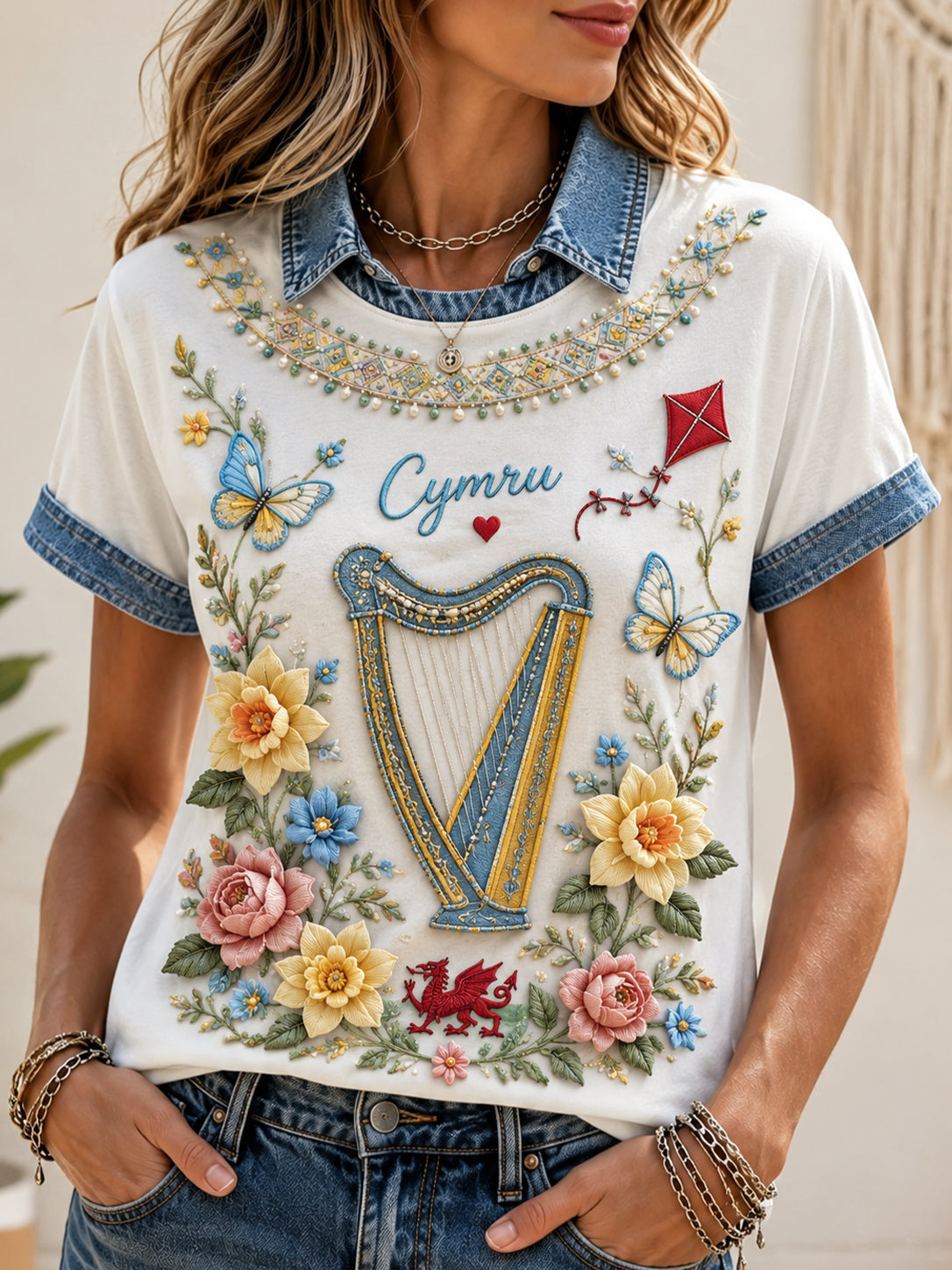 Women's Welsh Cultural Elements Art Print Top