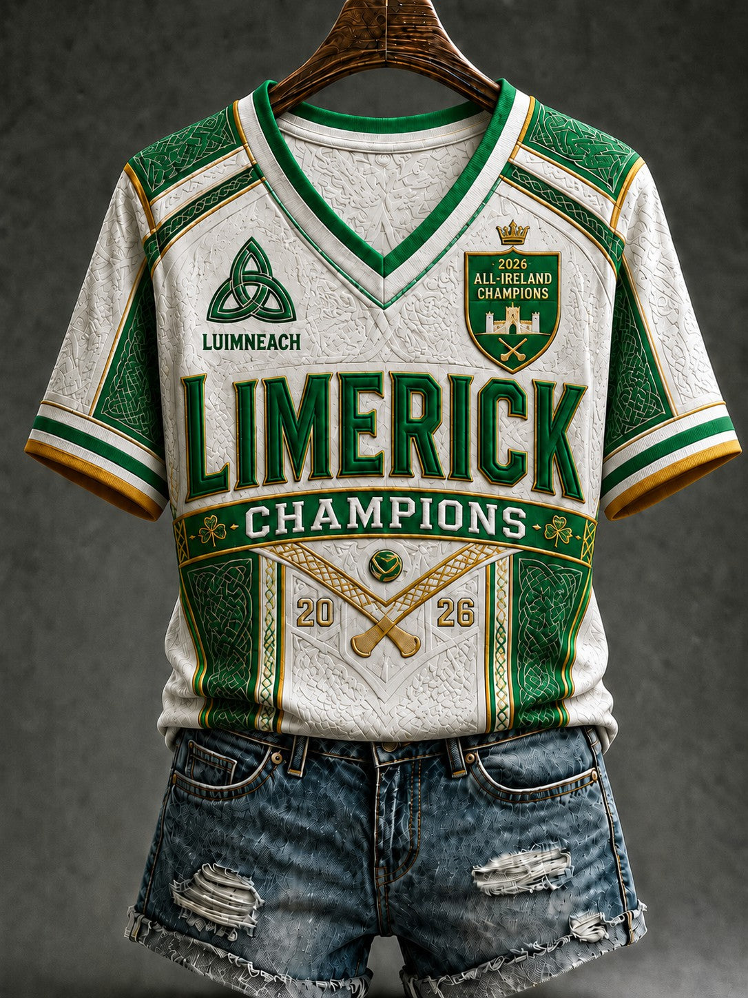 Women's Limerick Hurling Printed V-neck T-shirt
