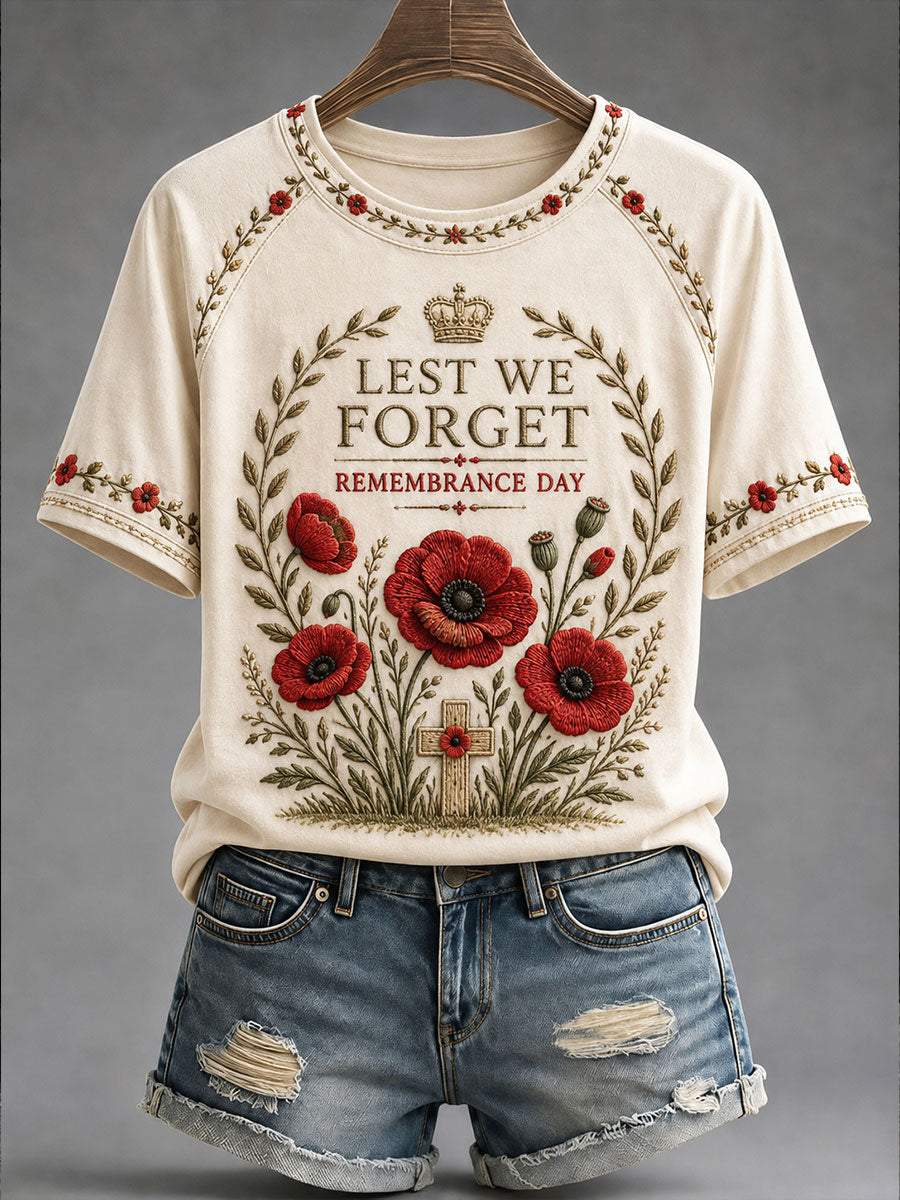 Women's Remembrance Day Lest We Forget Print T-shirt