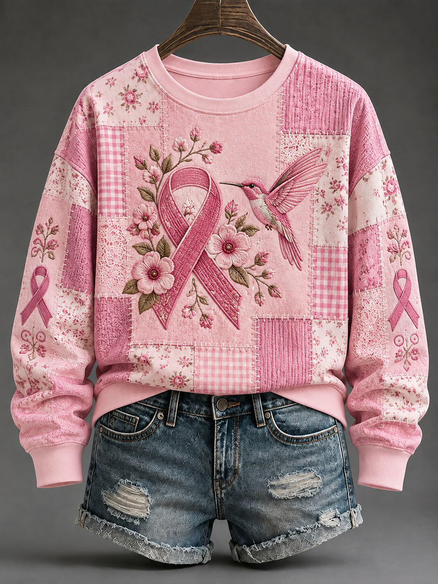 Women's Breast Cancer Print Sweatshirt