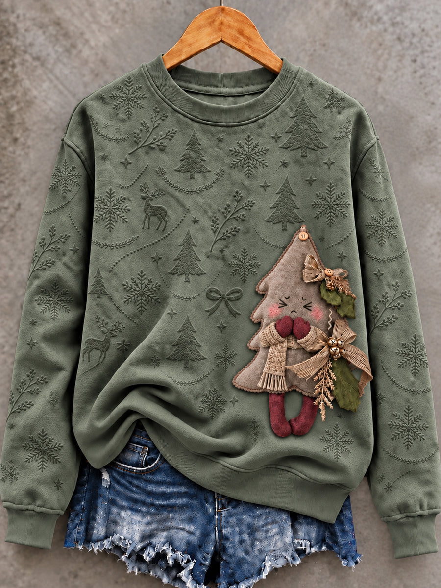 Women's Vintage Cute Little Christmas Tree Sweatshirt