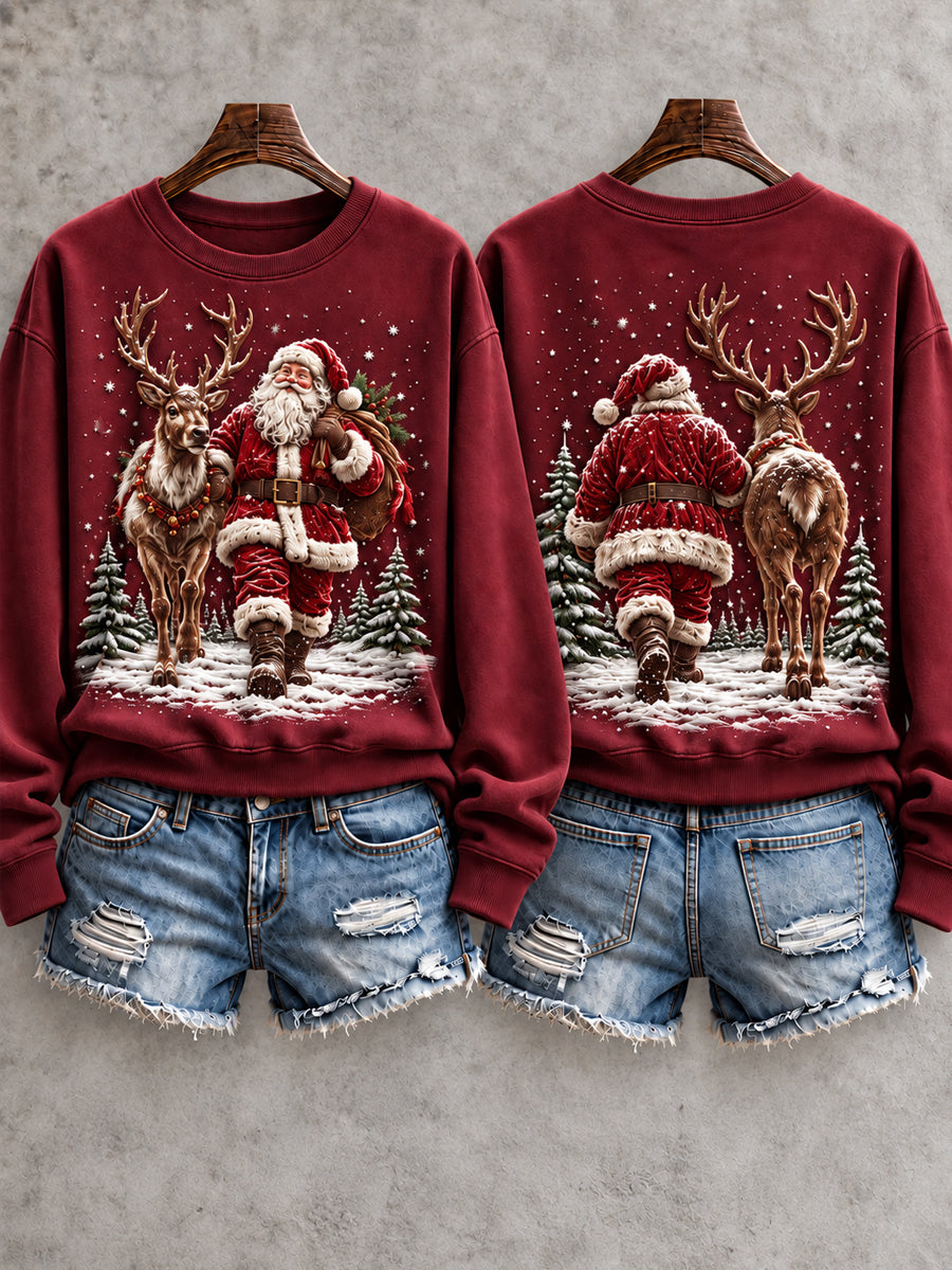 Women's Vintage Christmas Santa Claus Art Sweatshirt